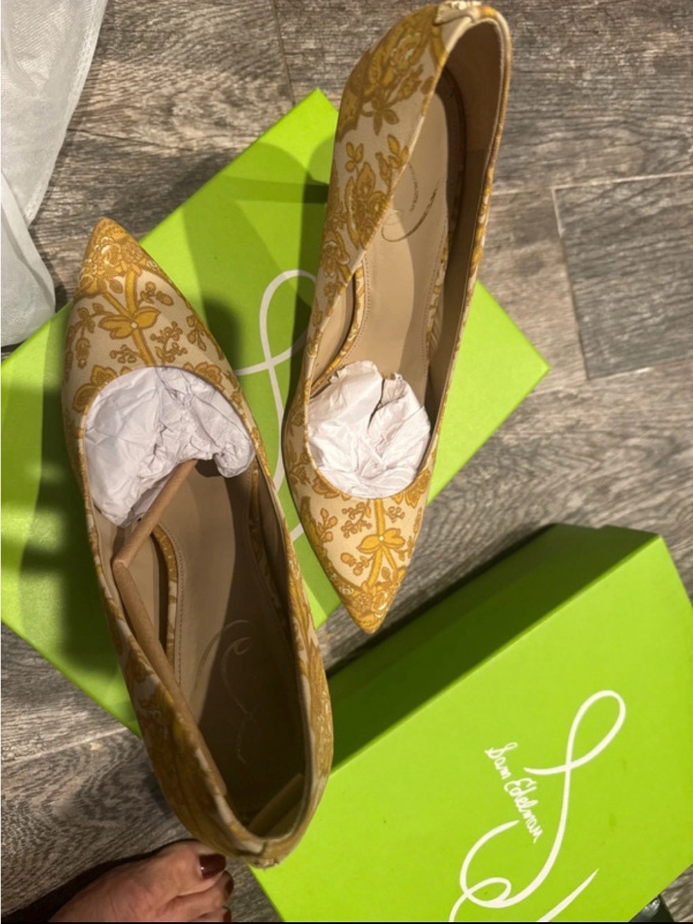 Sam Edelman Yellow Floral-high heels 9.5